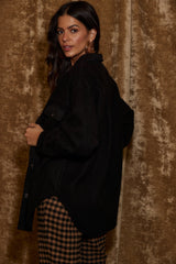 Jayne Black Cozy Button Up Shirt