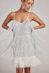 Disco Fever Silver Fringe Mini Dress